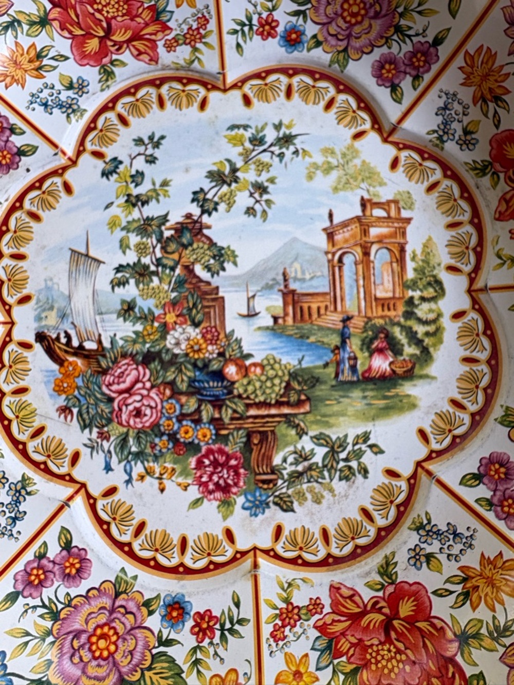 Vintage Daher Decorated Ware Tin Floral Round Tray